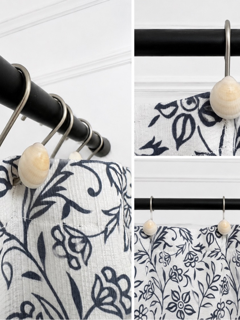Silver Shower Curtain shell hooks